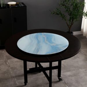 meglob marble pattern lazy susan turnable, tempered glass lazy susan turnable for dining table, hotel serving rotating tray, 8mm thickness, easy to share food,⌀78cm/30.7"