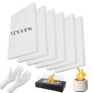 6 pieces ceramic wool sponge replacement for tabletop fire pit bowl to extend burning time - ceramic wool wick insulation for bioethanol fuel fireplace (12" d x 8" w x 2" h)