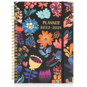 planner 2023-2024 - july 2023 - june 2024,weekly & monthly planner with tabs,8.5" x 6",hardcover with back pocket + thick paper + twin-wire binding+bookmark - floral