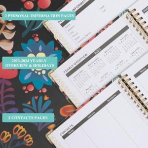 Planner 2023-2024 - July 2023 - June 2024,Weekly & Monthly Planner with Tabs,8.5" x 6",Hardcover with Back Pocket + Thick Paper + Twin-Wire Binding+Bookmark - Floral
