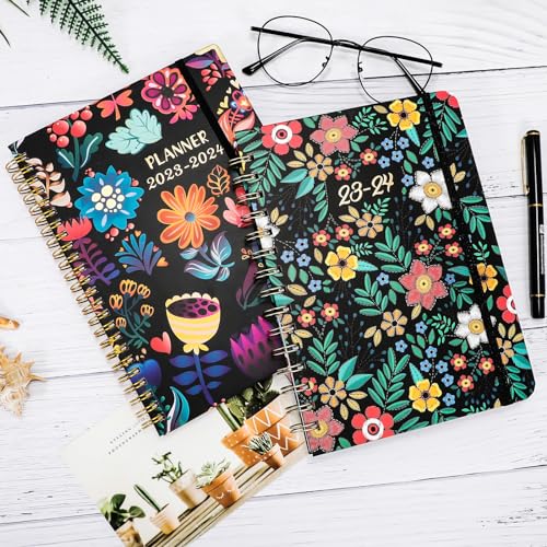 Planner 2023-2024 - July 2023 - June 2024,Weekly & Monthly Planner with Tabs,8.5" x 6",Hardcover with Back Pocket + Thick Paper + Twin-Wire Binding+Bookmark - Floral