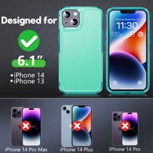 MOZOTER Magnetic for iPhone 14 Case & iPhone 13 Case with [2 Pcs Glass Screen Protector],[12 FT Shockproof Compatible with Magsafe][Heavy Duty] Phone Case Cover for iPhone 14/13,6.1"-Light Green