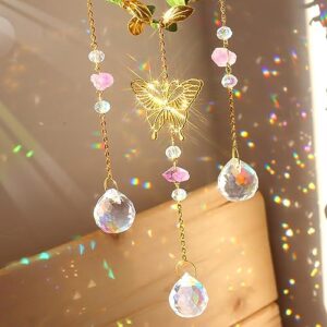 7Pieces Crystal Sun Catchers Window Hanging Prism Moon Crystal Dream Catcher Silver Rainbow Maker Garden Car Decoration Outdoor