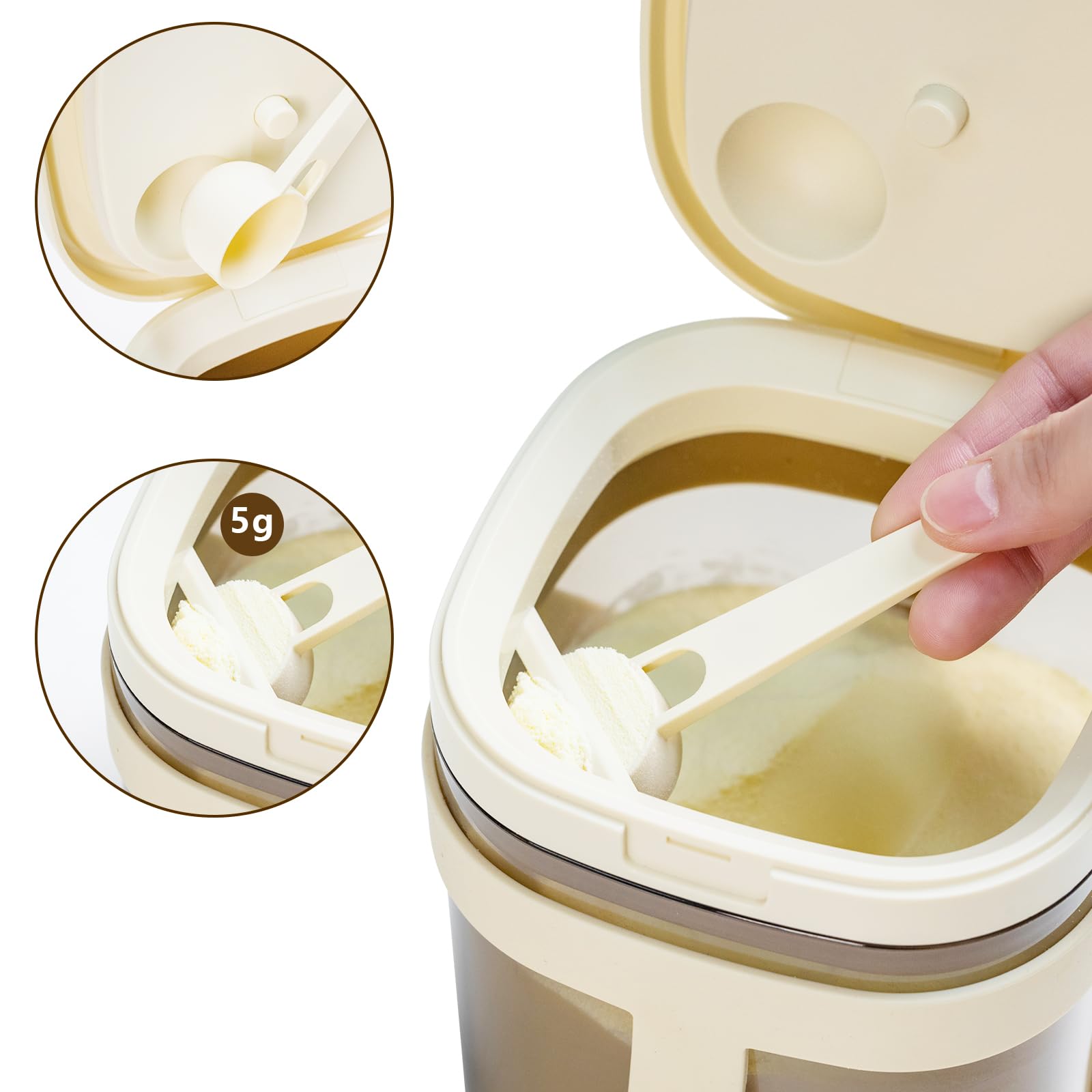 Baby Formula Dispenser，Formula Container with Silicone Handle，BPA-Free Storage Containers with Scoop and Scraper (800ML, Brown)