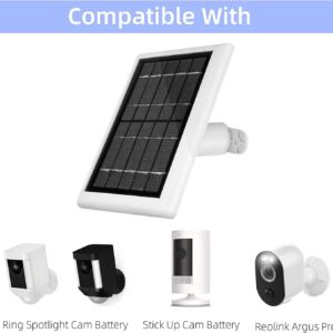 Ring Camera Solar Panel Charger,5W Solar Panels for Ring Stick Up Cam/Ring Spotlight Cam Battery/Spotlight Cam Plus/Spotlight Cam Pro/Outdoor Wireless Security Camera (1, White)