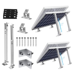 4 pcs (2 set) adjustable solar panel tilt mounting brackets - solar panel mount bracket stand support solar panels with 100w 200w 300w 400w for rv, roof, boat, flat surface
