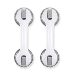 shower handle 12 inch, grab bars for bathtubs and showers (2 pack), with strong hold suction cup handle, bathroom grab bar for seniors, safety bars for shower bench