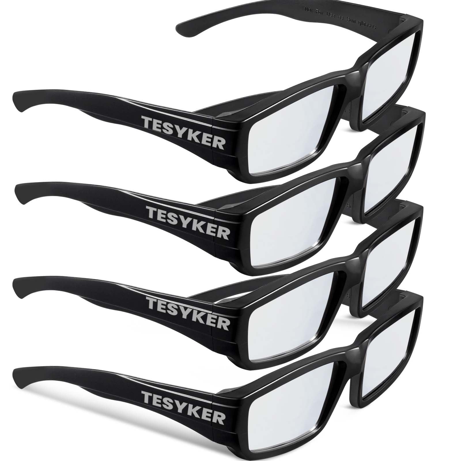 Tesyker Solar Eclipse Glasses, 4 Pack Plastic Eclipse Glasses for Solar Eclipse Viewing, ISO 12312-2 Certified For Direct Sun Observation, AAS Approved