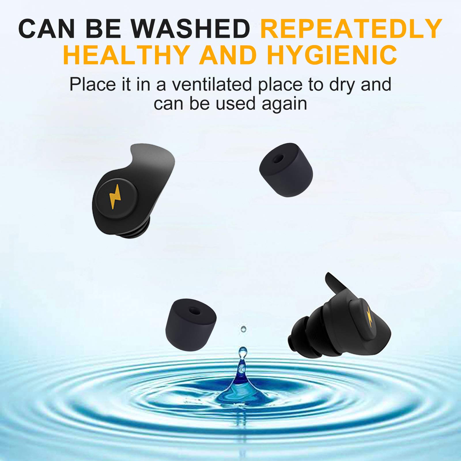 Ear Plugs for Sleeping Noise Cancelling,6 Pairs Comfortable Silicone Sound Blocking Earplugs, Reusable Washable Earplugs for Sleeping, Work, Study, Snoring,Concerts and Hearing Protection