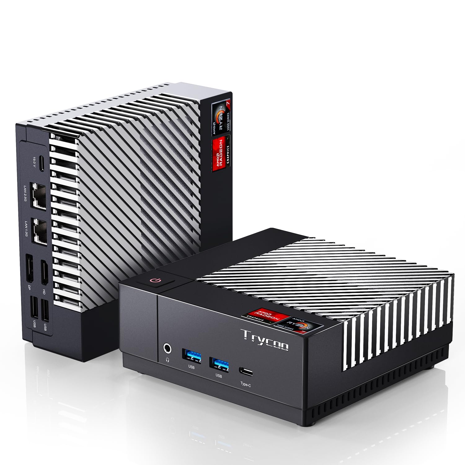 Trycoo HA-2 Mini PC, AMD Ryzen 7 5800U (8C/16T, up to 4.4Ghz), 16GB RAM 512GB M.2 2280 SSD, Win 11 Pro Mini Desktop Computer 4K@60Hz HD 2.0/DP/Type-C/WiFi 6/BT5.2/USB3.2