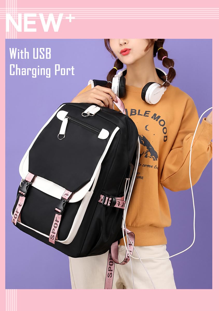 SodaMeow Anime Demon Backpack Nezuko Slayer Bag Kimetsu no Yaiba Backpack Casual with USB Charging Port, Free Keychain (Yellow-Zenitsu-D)