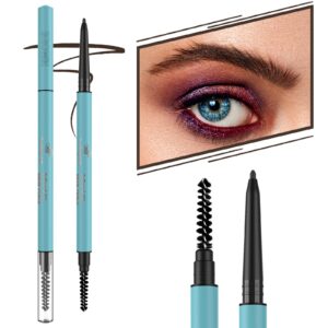 turritopsisd ultra-thin brow pencil 【2-pack light brown】 eyebrow pencil waterproof smudge-proof precise fine-tip ultra-slim built-in soft spoolie brush