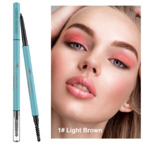 TurritopsisD Ultra-thin Brow Pencil 【2-Pack Light Brown】 Eyebrow Pencil Waterproof Smudge-proof Precise Fine-tip Ultra-slim Built-in Soft Spoolie Brush