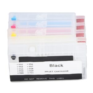 Fafeicy 4 Color Ink Cartridge, Ink Cartridge,4 Colors Refillable Ink Box Replacement Printer Accessories with Permanent for Priting, Rods (HP 950BK-951 C/M/Y)