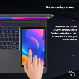 Zyyini 15.6 Inch Laptop with 7in Touch Screen for Windows 10 11 Dual Screen Laptop Computer Extender 16G LPDDR4 Business Laptop for Gaming N5095 Processor (US Plug 16G+512G)