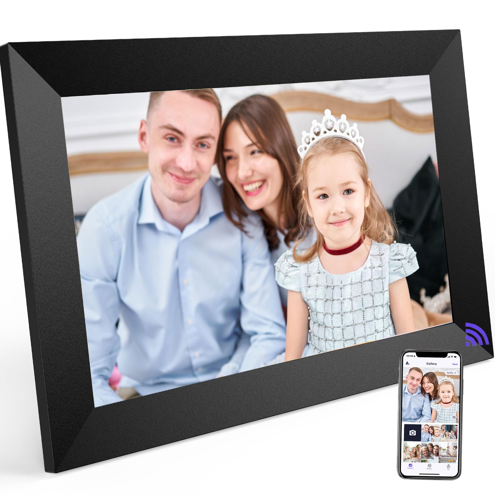 LOVFEEL 10.1 inch Digital Picture Frame, WiFi Digital Photo Frame with IPS HD Touch Screen, Built-in 32GB Storage, Auto-Rotate, Easy Setup to Share Picture and Video Instantly via App