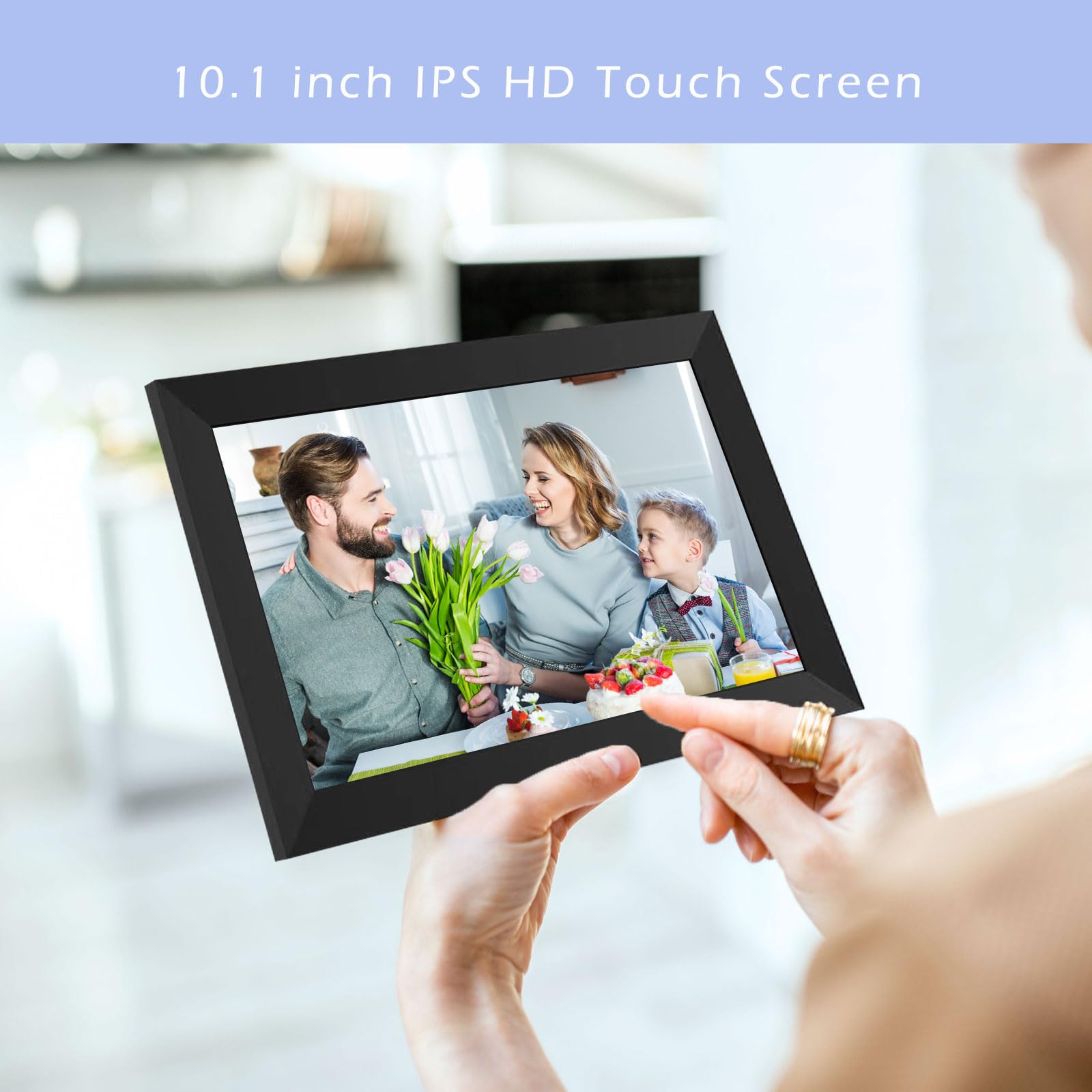 LOVFEEL 10.1 inch Digital Picture Frame, WiFi Digital Photo Frame with IPS HD Touch Screen, Built-in 32GB Storage, Auto-Rotate, Easy Setup to Share Picture and Video Instantly via App