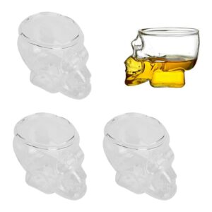 3PCS 75ML Transparent Glass Skull Shaped Wine Glass Glass Beer Beverage Container Halloween Party Decoration Vodka Whiskey Transparent Skull Glass