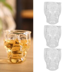 3PCS 75ML Transparent Glass Skull Shaped Wine Glass Glass Beer Beverage Container Halloween Party Decoration Vodka Whiskey Transparent Skull Glass