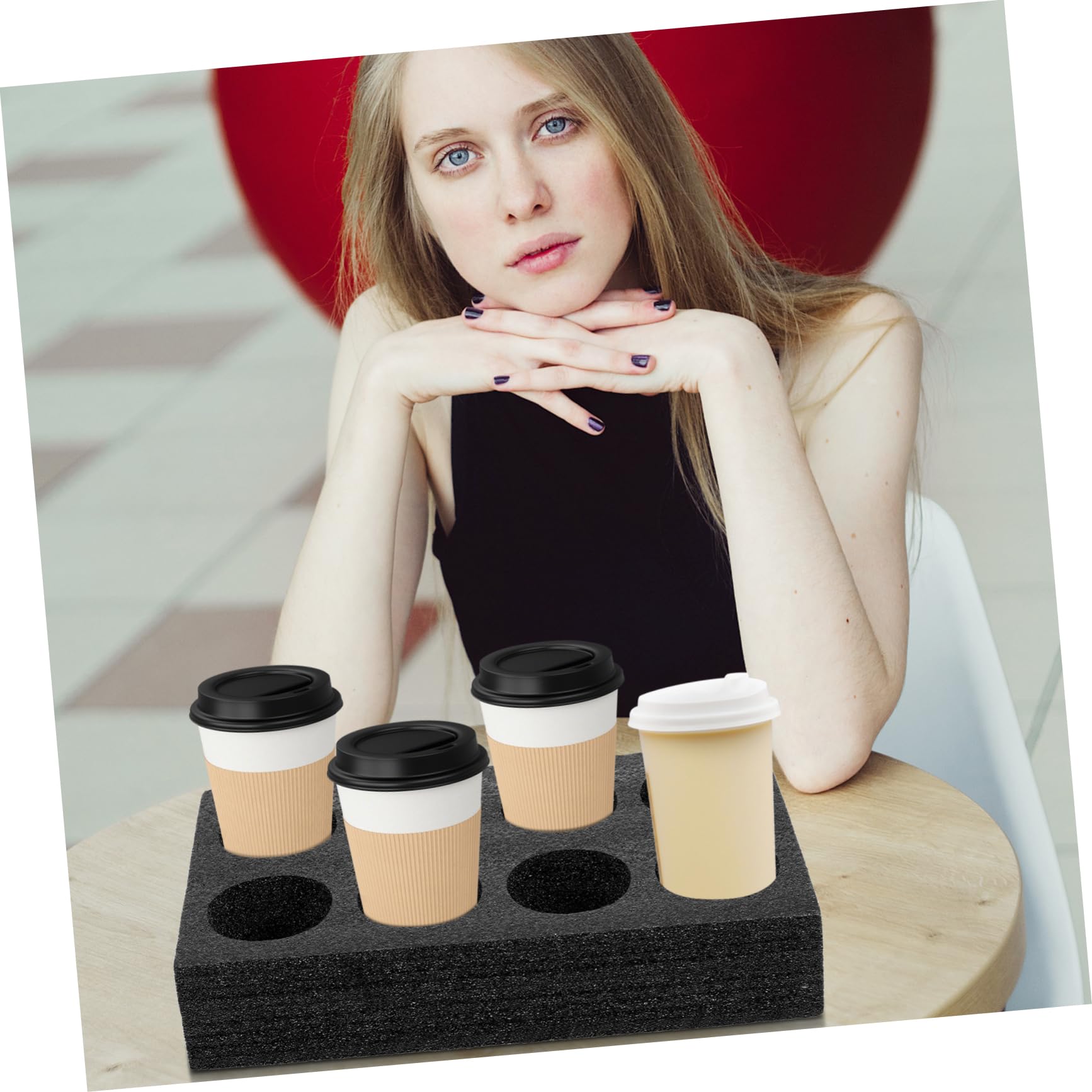 4pcs Milk Tea Cup Holder Outdoor Cup Trays Convenient Cup Holder Foam Drink Holders Reusable Drink Holder for Non-Tipping Cup Holder Take Epe with Tray Foam Stand Travel re-usable