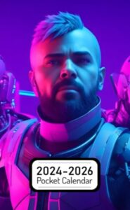 pocket calendar 2024-2026: two-year monthly planner for purse , 36 months from january 2024 to december 2026 | cyberpunk | abstract | reunion of man | team | squad