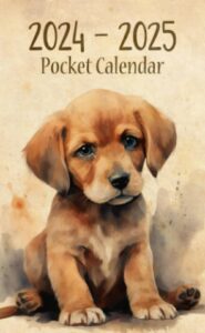 pocket calendar 2024-2025 for purse: 2 year small size 4 x 6.5 inches - vintage dog design volume 2