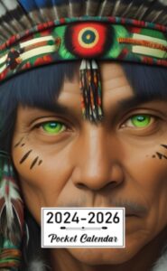 pocket calendar 2024-2026: two-year monthly planner for purse , 36 months from january 2024 to december 2026 | shaman native american | animals jungle.