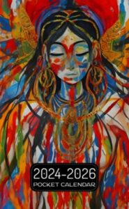 pocket calendar 2024-2026: two-year monthly planner for purse , 36 months from january 2024 to december 2026 | abstract painting | symbolic figure | ethnic beliefs