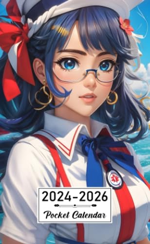 Pocket Calendar 2024-2026: Two-Year Monthly Planner for Purse , 36 Months from January 2024 to December 2026 | Anime style | Puerto Rican Sailor Mars