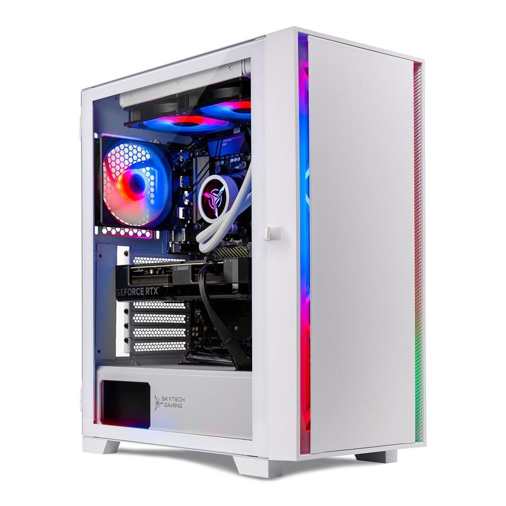 Skytech Gaming Shiva Gaming PC, Intel i7 12700F 2.1 GHz, RTX 4060, 1TB NVME, 16GB DDR4 RAM 3200, 600W Gold PSU Wi-Fi, Win 11 Home, RGB-Keyboard and RGB-Mouse Included