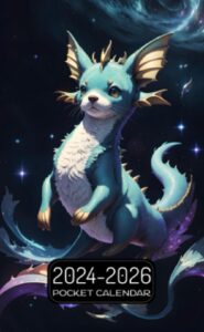 pocket calendar 2024-2026: two-year monthly planner for purse , 36 months from january 2024 to december 2026 | fantasy galaxy constellation | otter vaporeon creature