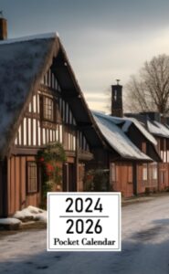 pocket calendar 2024-2026: two-year monthly planner for purse , 36 months from january 2024 to december 2026 | traditional town | finland