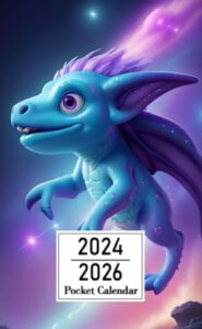 pocket calendar 2024-2026: two-year monthly planner for purse , 36 months from january 2024 to december 2026 | galaxy splash art | magical mystery creature