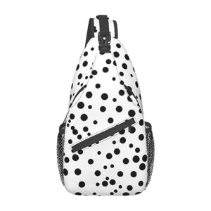 black and white polka dot bag crossbody travel hiking bags mini chest backpack casual shoulder daypack for women men lightweight
