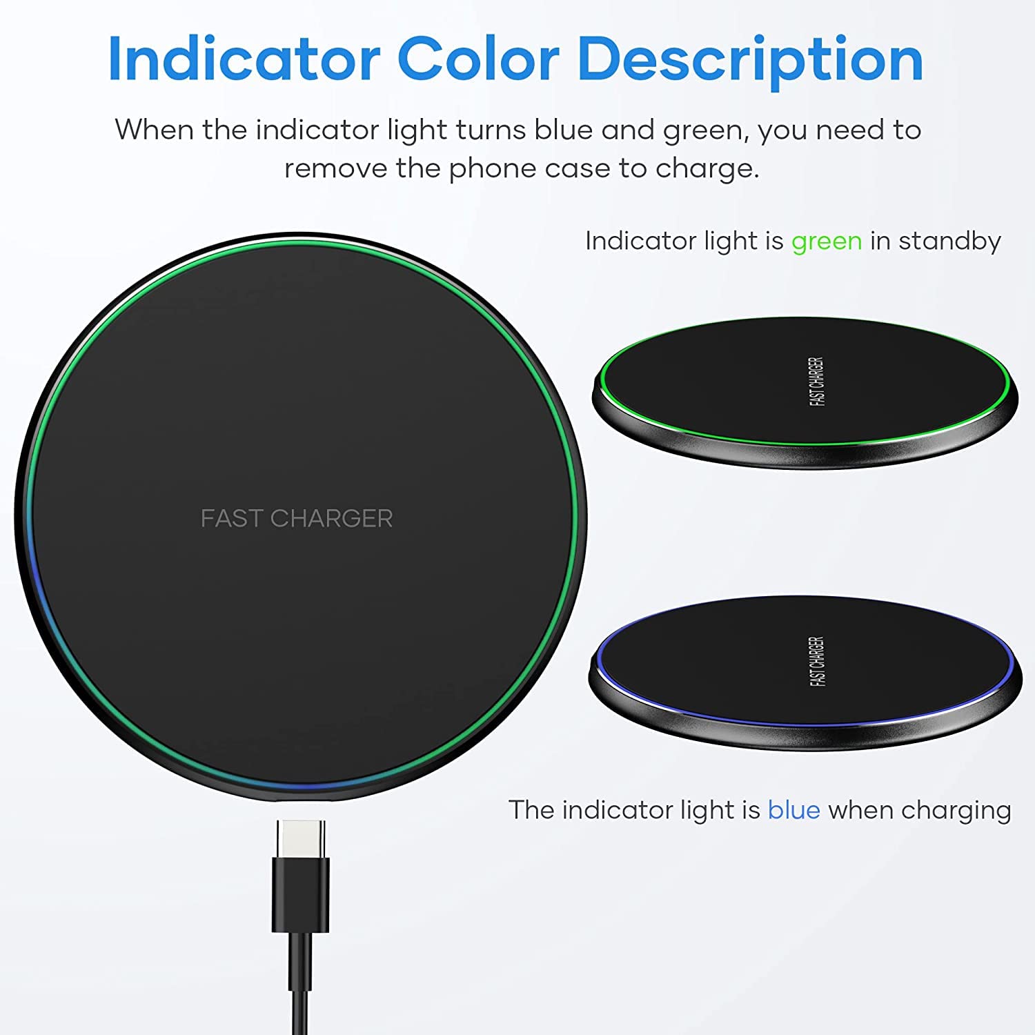 Wireless Charger, 15W Max Wireless Charging Pad, Compatible with 14/14 Plus/14 Pro/14 Pro Max/13/12/11/X/8, S22/S20/Galaxy Bud, Buds,and More