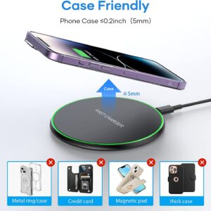 Wireless Charger, 15W Max Wireless Charging Pad, Compatible with 14/14 Plus/14 Pro/14 Pro Max/13/12/11/X/8, S22/S20/Galaxy Bud, Buds,and More