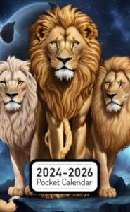 pocket calendar 2024-2026: two-year monthly planner for purse , 36 months from january 2024 to december 2026 | leo sign | lion nemean | apollo