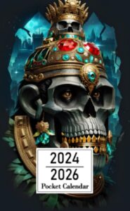 pocket calendar 2024-2026: two-year monthly planner for purse , 36 months from january 2024 to december 2026 | king kong | mexican skull style