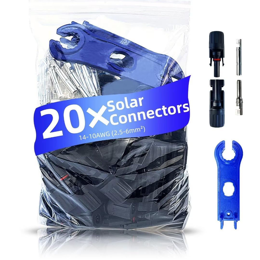 ARHAIKA Solar Connector for Solar Panel Wire,20 Pairs of Solar Connectors with 2PCS Solar Spanner Wrenches