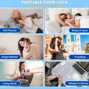 Original Trustella Heavy-Duty Portable Door Lock - Stainless Steel Security Device for Enhanced Safety - Ideal for Home, Travel, Hotels, Apartments - Silicone Protector Caps Included - All in one