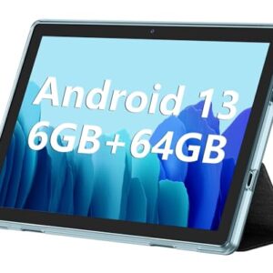 Android Tablet, 10.1 inch Android 13 Tablets 6GB RAM 64GB ROM 1TB Expand, 1280x800 IPS HD Touchscreen,6000mAh Battery, Bluetooth, Dual Camera, GMS, WiFi (Blue)
