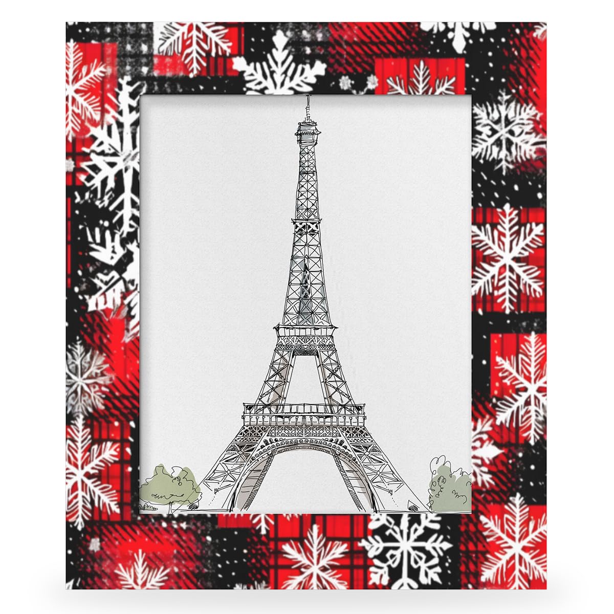 ADTASU 11x14 Picture Frame Wooden Snowflake Red Plaid Christmas Photo Frames for Wall Hanging Photo Frame,Tabletop Display Home Decorative