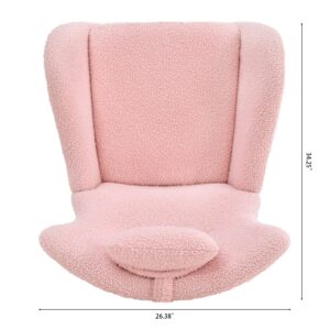 CuisinSmart Rocking Chair Teddy Upholstered Glider Chair for Nursery, Modern Rocker Chair with High Backrest Armchair Rocking Chair Indoor for Living Room, Bedroom and Playroom Pink