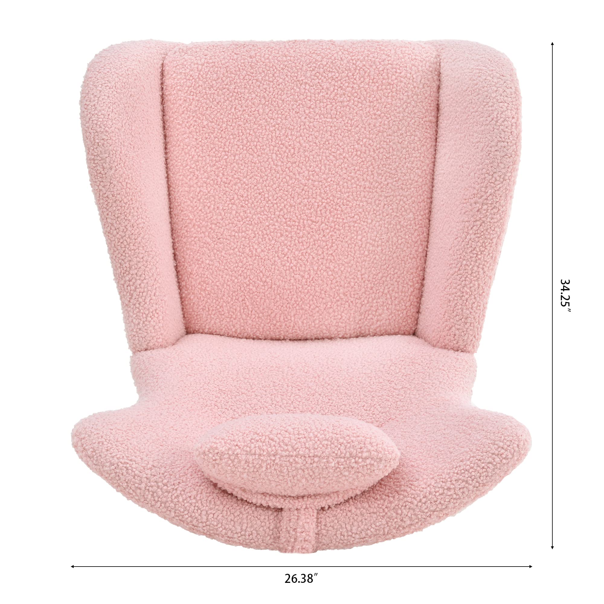 CuisinSmart Rocking Chair Teddy Upholstered Glider Chair for Nursery, Modern Rocker Chair with High Backrest Armchair Rocking Chair Indoor for Living Room, Bedroom and Playroom Pink