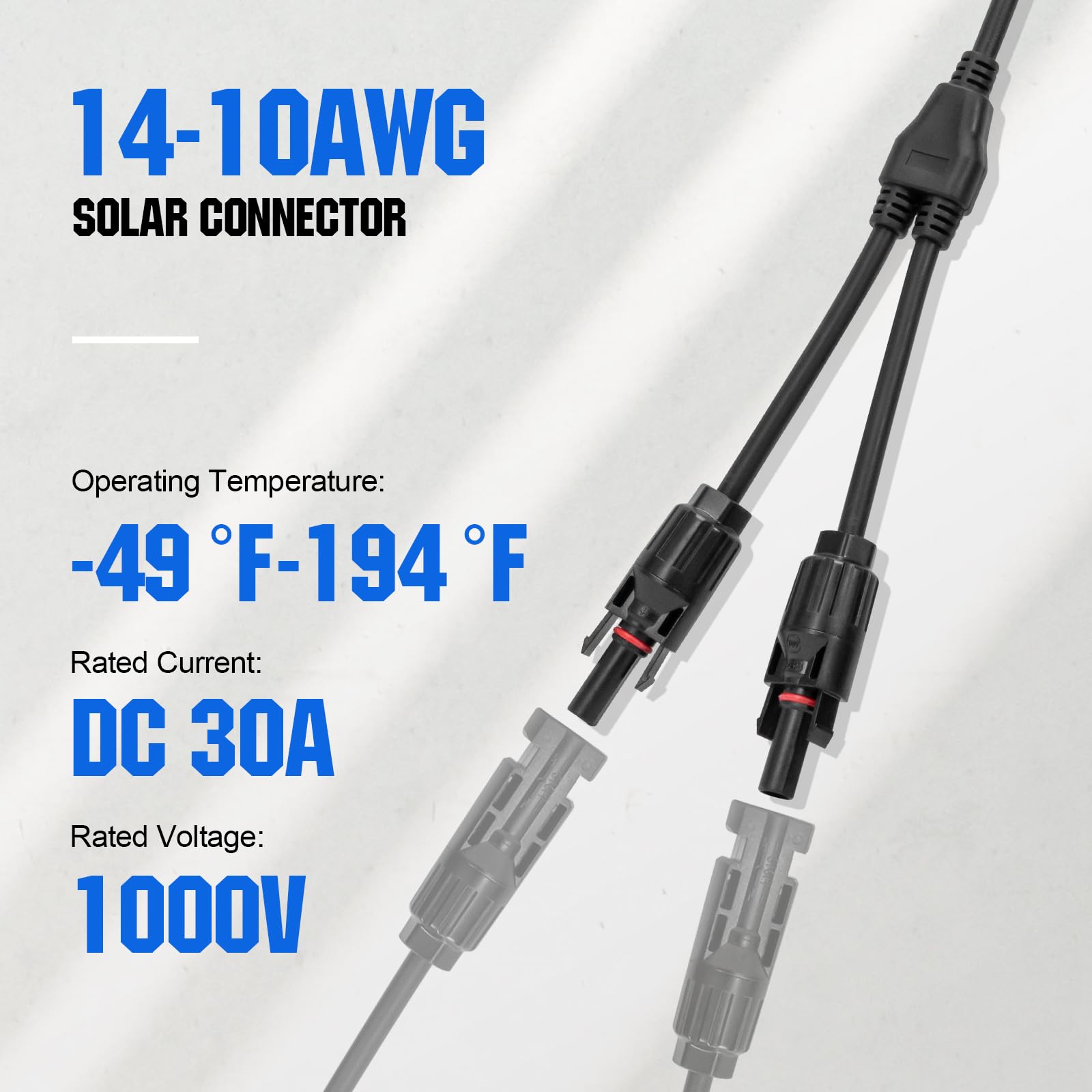 ECO-WORTHY 2 Pair Solar Connectors 30A Y Branch Parallel PV Adapter Cable Wire Plug Tool Kit for Solar Panel