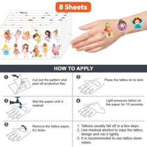 Fairy Temporary Tattoos Sticker for Kids 8 Sheet (93 Pcs) Fairy Themed Birthday Party Decorations Supplies Favors Gifts Ideas for Girls Boys Baby Showers Cute Fake Tattoo Classroom Reward Christmas