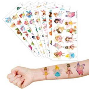 Fairy Temporary Tattoos Sticker for Kids 8 Sheet (93 Pcs) Fairy Themed Birthday Party Decorations Supplies Favors Gifts Ideas for Girls Boys Baby Showers Cute Fake Tattoo Classroom Reward Christmas