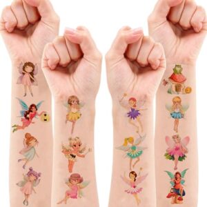 Fairy Temporary Tattoos Sticker for Kids 8 Sheet (93 Pcs) Fairy Themed Birthday Party Decorations Supplies Favors Gifts Ideas for Girls Boys Baby Showers Cute Fake Tattoo Classroom Reward Christmas