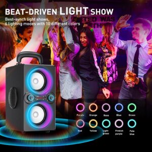 TPyesss Bluetooth Speakers, 80W(Peak) Wireless TWS Portable Bluetooth Speaker, Beat-Driven Lights, 100dB Loud Stereo Speaker with BassUp, Speakers with Subwoofer for Outdoor, Party, Camping