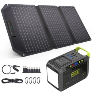 marbero portable power station with solar panel kit solar generator included 110v laptop charger for outdoor home camping emergency rv